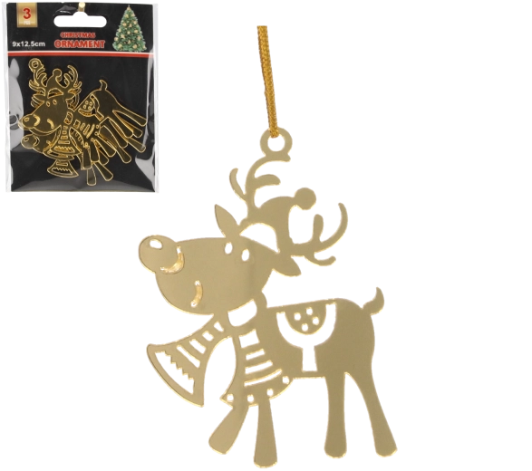 Sada vánočních ozdob zlatí sobi 3 ks