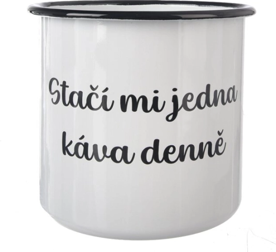 Smaltovaný hrnek Jedna káva 1 l bílý