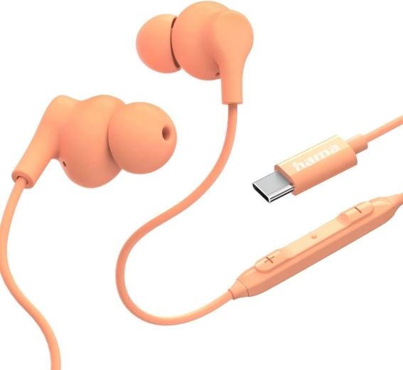 Sluchátka do uší Curly USB‑C oranžová