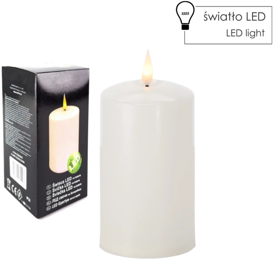 LED svíčka 7 × 16 cm bílá