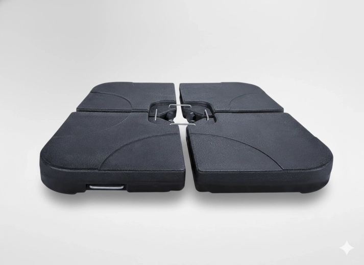 Závaží k zahradnímu slunečníku, 4dílná základna 50 × 50 × 7,5 cm, černá