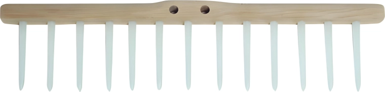 Dřevěný hřeben na hrábě s 13 plastovými kolíky, bez násady