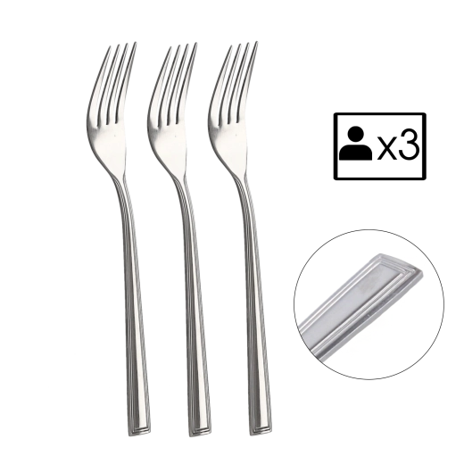 Sada 3 vidliček Milano z nerezové oceli