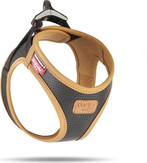 Postroj pro psy z jablečné kůže Curli, černý, velikost M (6–9 kg)