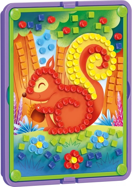 Quercetti mozaika Pin Bosco – dětská kolíčková mozaika s lesními motivy