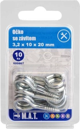 Zavřené očko se závitem 20 × 10 × 3,2 mm, zinkované (10 ks)