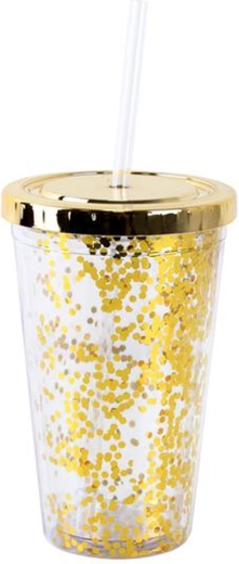 Dvouplášťový plastový kelímek s brčkem TORO konfety 500 ml