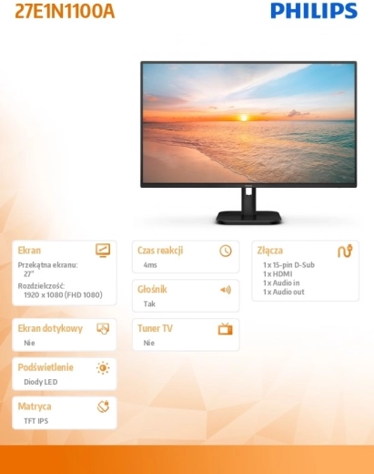 Monitor Philips 27 palců IPS 100Hz HDMI Reproduktory
