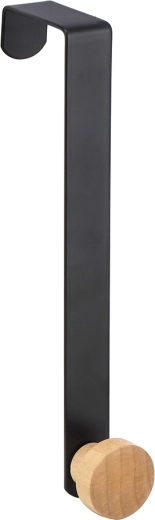 Jednoduchý závěsný háček na dveře do koupelny, černý s bambusem 20 cm