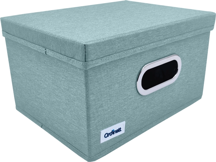 Mátově zelený textilní organizér do skříně s víkem a okénkem 29,5 × 22,5 × 16,5 cm