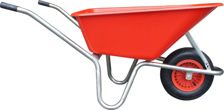 zahradní kolečko LIVEX s plastovou korbou 100 l – červené, pozinkovaný rám