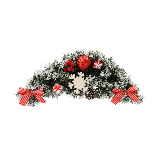 Visící vánoční aranžmá 46 cm v bílo‑červené barvě