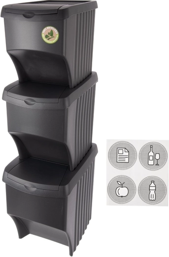 Koš na tříděný odpad UH 3×22 l černý