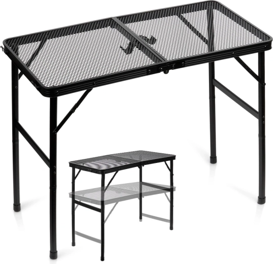 Vilde skládací turistický stůl 2v1 s nastavitelnou výškou 80 × 40 cm černý