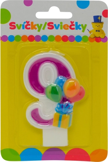 Narozeninová svíčka s balónky číslo 9
