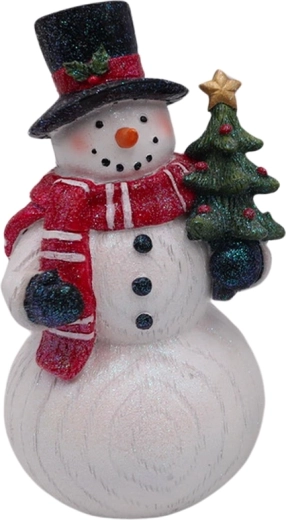 Dřevěná dekorace sněhulák se stromkem