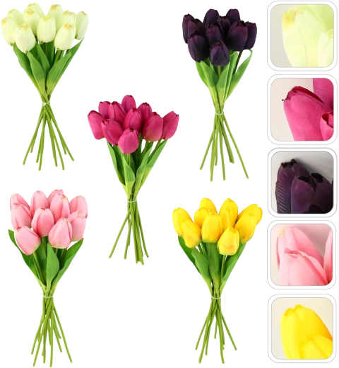Umělá kytice tulipánů 10 ks, 30 cm, mix barev