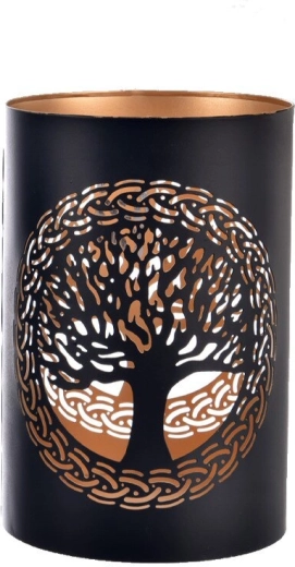 Kovový svícen TREE černo-zlatý 18 cm