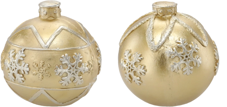 Zlatá vánoční koule se sněhovými vločkami 21,5 cm