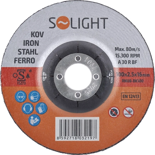 Solight brusný kotouč na ocel 100 × 2,5 × 16 mm