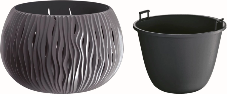 Květináč Sandy Bowl s vložkou 23,8 cm antracit