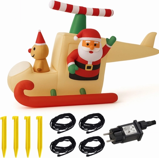 Nafukovací Santa v saních s LED, 160 cm