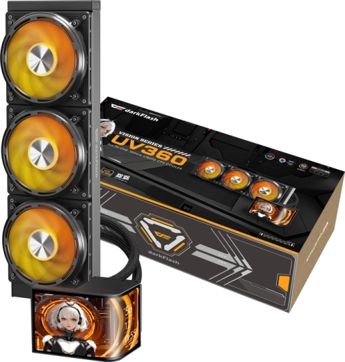 DarkFlash UV360 černé vodní chlazení procesoru 360mm s 2K OLED displejem