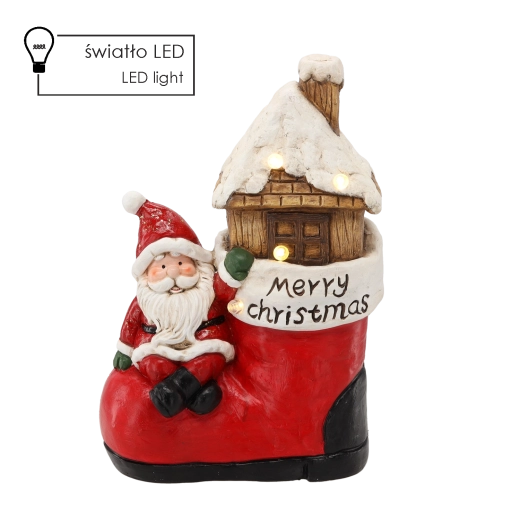 Vánoční figurka Santa „Merry Christmas“ s LED osvětlením 42 cm