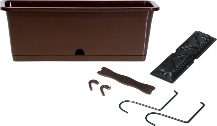 Balkonový květináč s háky 40 cm, hnědý