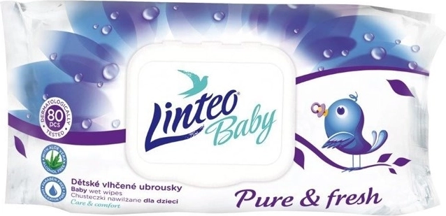 Dětské vlhčené ubrousky LINTEO Baby s aloe vera 80 ks