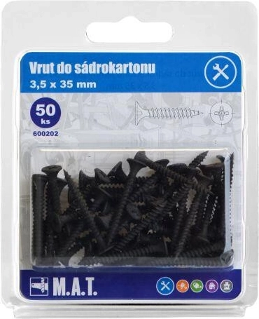 Vrut do sádrokartonu 3,5 × 35 mm jemný závit fosfátovaný (50 ks)