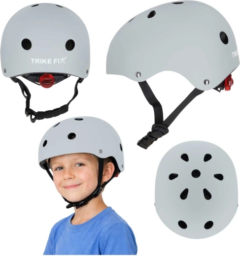 Dětská cyklistická helma s LED, nastavitelná, velikost M (55–58 cm), tmavě šedá