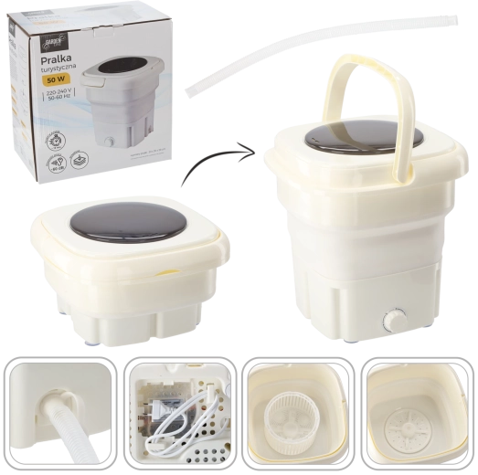 Přenosná skládací mini pračka 18 l, bílá