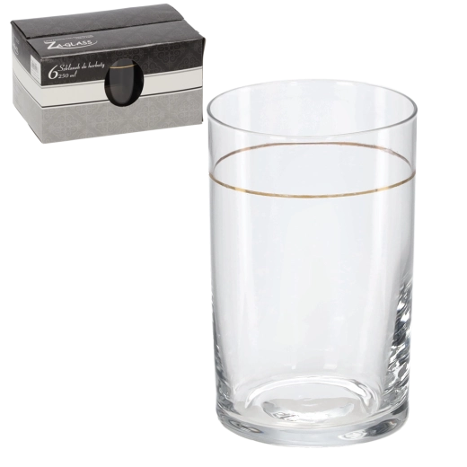 Sada sklenic se zlatým proužkem, 6 ks