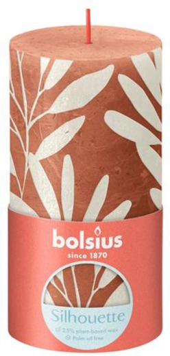 Rustikální svíčka korálová a šalvěj 130 × 68 mm