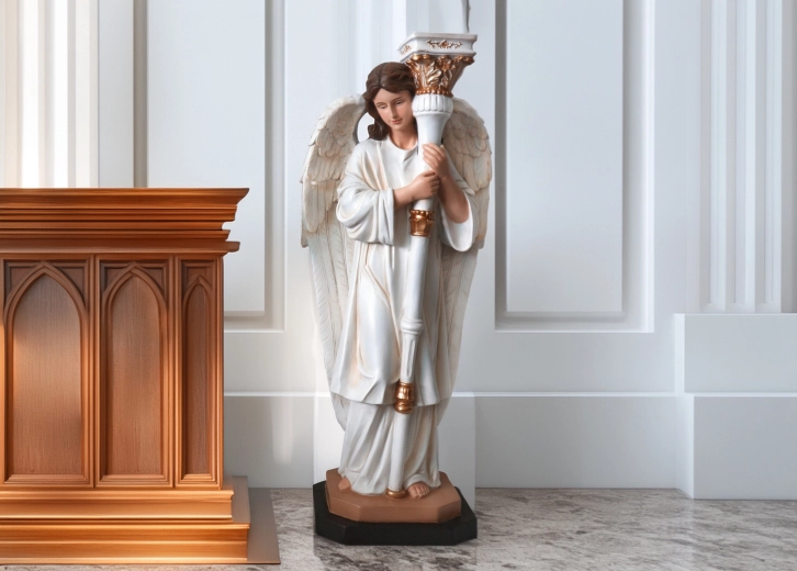 Figura anděla se svícnem do betléma 80 cm - 1 kus