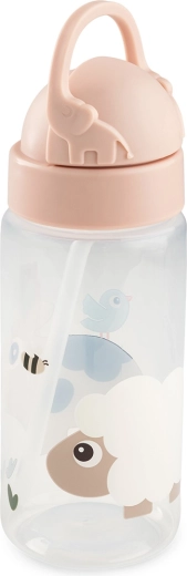 Done by Deer láhev s brčkem Tiny farm růžová 350 ml