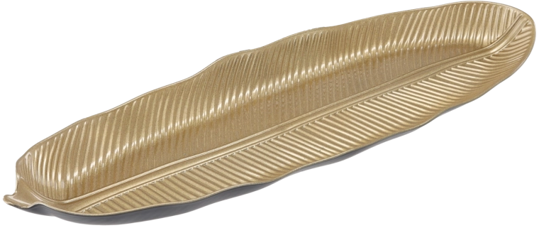 Dekorativní eliptický tácek se zlatým listem 50 × 16 cm