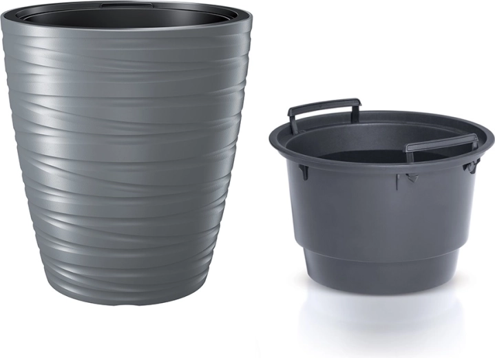 Květináč s vložkou MAZE 29,6 cm šedý kámen