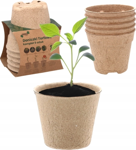 Sada 5 rašelinových květináčů 11,5 × 10 cm