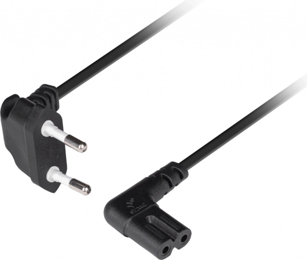 Lanberg napájecí kabel Euro (CEE 7/16) na IEC 320 C7, úhlový, 1,8 m, černý