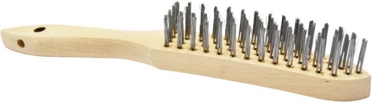 Drátěný kartáč čtyřřadý ocelový s dřevěnou rukojetí