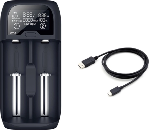 Solight inteligentní nabíječka baterií Li-Ion/LiFePO4/Ni-MH/Ni-Cd s LCD displejem, 2 kanály, 2000 mA