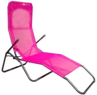 Skládací kovové lehátko tmavě růžové 186 × 60 × 98 cm, nosnost 100 kg