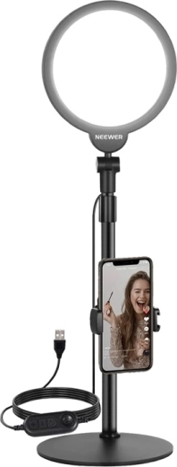 Neewer R06 sada pro selfie s kruhovým LED světlem 18 cm a držákem na telefon