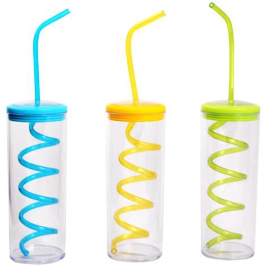 Plastový kelímek s brčkem TORO 300 ml