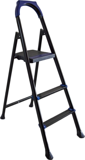 Kovové schůdky s plošinou, 3 stupně, protiskluzové, nosnost 150 kg