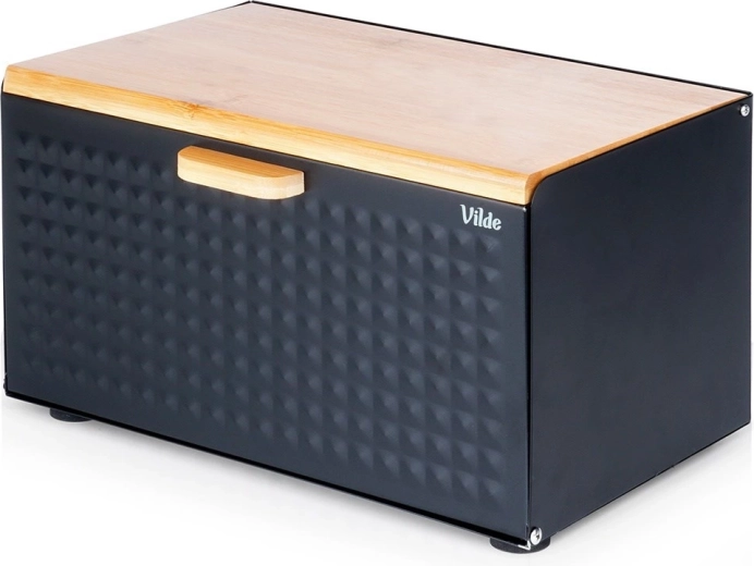 Chlebník z černého kovu a bambusu s dvojitým víkem 35,5 × 22 × 20,5 cm Vilde