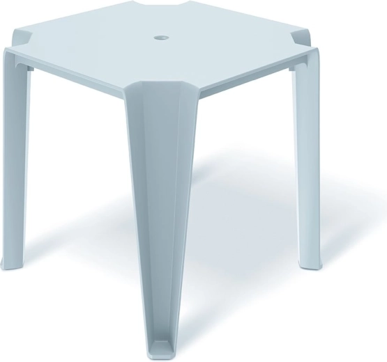 Jídelní stůl Lottie – světle šedý plastový zahradní a balkonový stůl