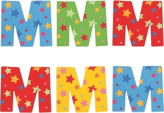 Barevné dřevěné písmeno Hvězdička M